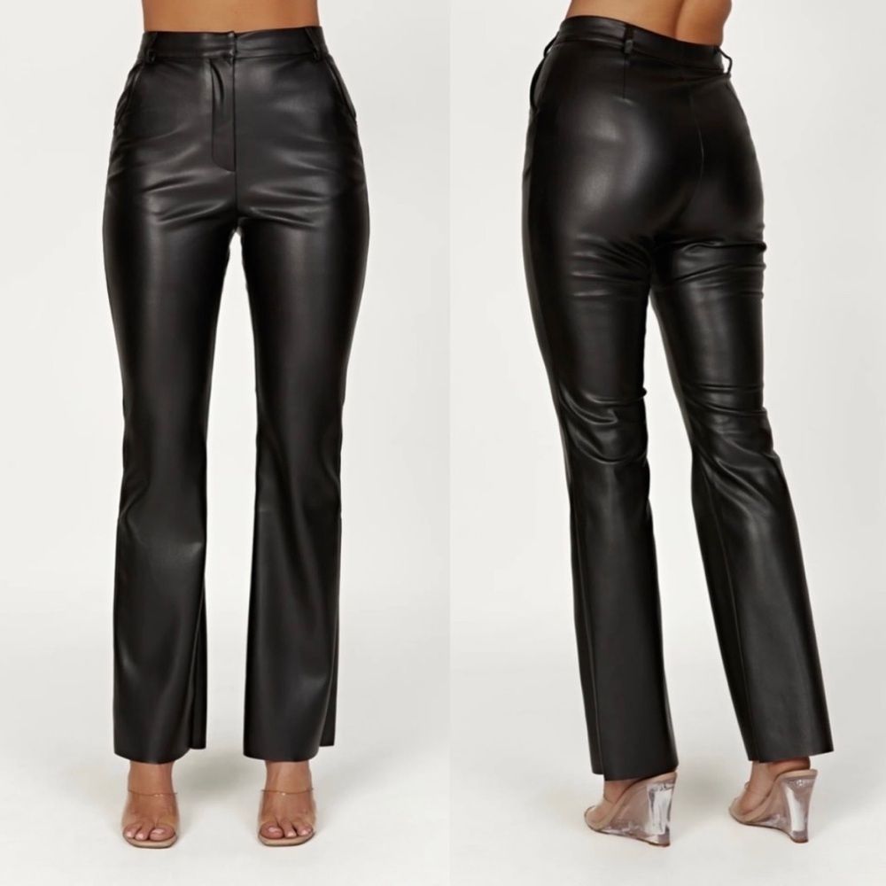 Meshki Tyra‎ Straight Leg Black Faux Leather Pant